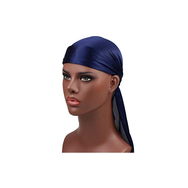 Men Silk Durag Long Straps Bandanas for Men Headwear Waves