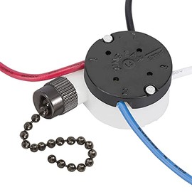 Ceiling Fan Switch Zing Ear ZE-208s E89885 3 Speed 4 Wire Pull Chain Switch Fan Light Switch Replacement Part With 4 Pre-Installed Wires(Black Chain)