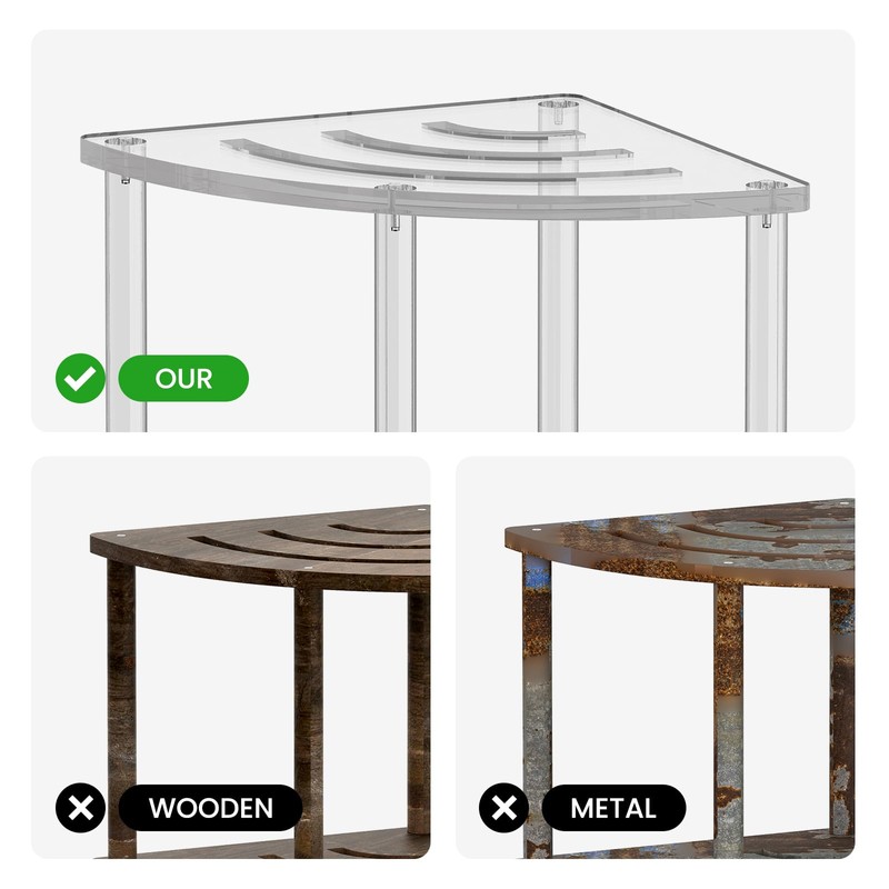 Sumerflos Acrylic Corner Shower Stool, Clear Shower Bench for Shaving