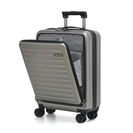 TydeCkare 20 Inch Carry On Luggage with Front Pocket, 21.65 * 15.35 * 7.87" Suitable for Airplane Overhead Bin, 34L Lightweight PC+ABS Hardshell with YKK Zipper, TSA Lock Approved, Dark Gray