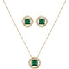 Juego de aretes y collar circular cuadrado