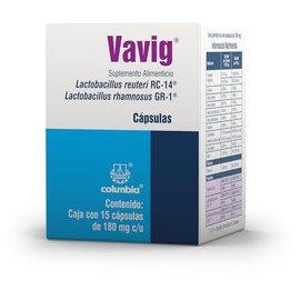 Vavig, 5 billones de probióticos Lactobacillus rhamnosus GR-1 y Lactobacillus reuteri RC-14, 15 cápsulas vía oral