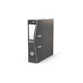 Durafile Lever Arch File, Grey File, 'Ergonomic Curved Spine' Single Folder, Glossy Heavy Duty Board Construction with Metal Mechanism, Suitable for A4 Documents, Storage File folders