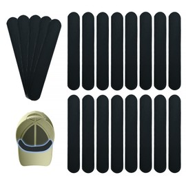 Hat Sweat Liner 50-Pack Self Adhesive Hat Linesr Sweat Protection Skin Friendly Prevent Makeup Stains Sweatband Pads for Women Men Golf Baseball Caps (9.45x1.5 Inch) Black