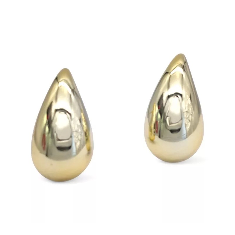 Sparkle 14k-Gold Plated Sparkle Teardrop Dome Stud Earrings