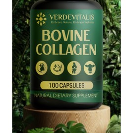 VERDEVITALIS Bovine Collagen Capsules for Men and Women– Type I & III for Hair, Skin, Nails, Joints – Non-GMO, Made in USA – 100 Capsules