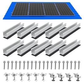 Solar Panel Mounting Brackets, Roof Mount Kit, Rails and Clamps Included for Thickness 1.18”-1.38”, 4pcs in A Row Assembly on Tin, Flat and Sheet Rooftop, Aluminum Alloy