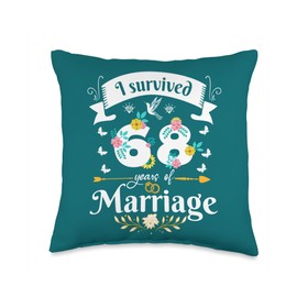 I Survived 68 Years of Marriage for 68th Wedding Anniversary Throw Pillow
