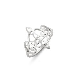 kkjoy Witches Knot Ring Stainless Steel Magic Knot Pagan Wiccan Symbol Ring Celtic Triangle Knot Witchcraft Amulet for Women Charming Ladies