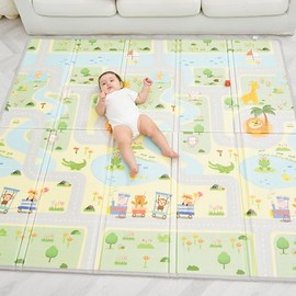 Alfombra de juego para niños Bebe, 160 x 180 x 1 cm, alfombra de suelo XXL de espuma gruesa plegable reversible  alfombra de despertar para bebé...   