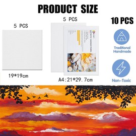 10 PCS Canvas for Painting, (19 * 19-5pk, A4 21x29.7-5pk), 100% Cotton Art Square Canvas Frame Panels, Blank Painting Canvas for Art, Acrylic, Oil, Watercolor Paint