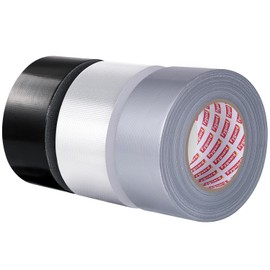 3 Pack Duct Tape 1.89In × 132Yd Total Heavy Duty Waterproof Tape, 8.26Mil All-Weather Adhesive Repair Duct Tape for Indoor Outdoor Repair Fixation Reinforcement Sealing(Black Silver White)
