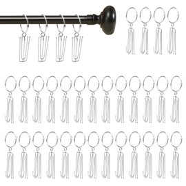30 pieces curtain hooks, metal, curtain hooks made of stainless steel, 4 prong pinch curtain pleat hooks, curtain hooks, pleat hooks, 30 pieces metal curtain rings, shower curtain rings, 38 mm curtain