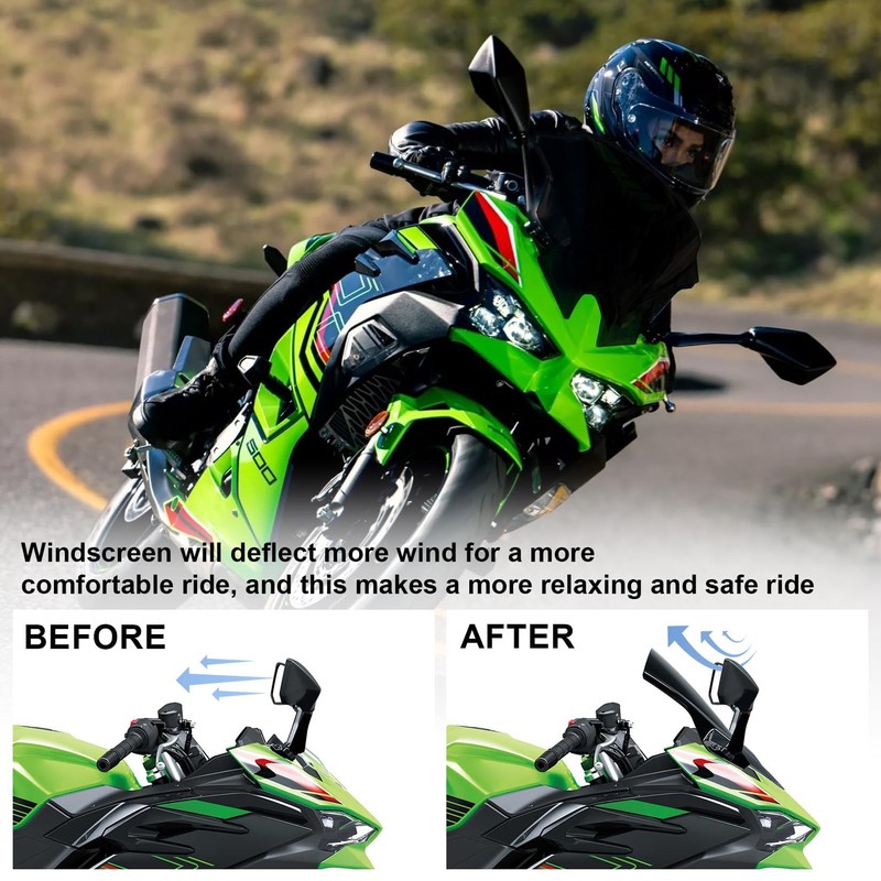 Windshield for NINJA500 SE 2024 2025, PSLER Windscreen Double Bubble