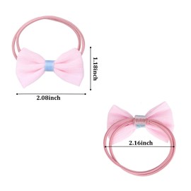 Pink Bow Baby Hair Ties 10Pcs Cute Toddler Hair Ties for Little Girls Elastic Bowknot Ribbon Ponytail Holders Rubber Hair Accessories for Toddlers Girls and Kids Thick Thin Hair