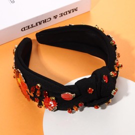 JERTOCLE Thanksgiving Headband Accessories for Women Fall Pumpkin Maple Leaf Headband Tweed Crystal Knotted Head Band Autumn Thanksgiving Costume Outfits (Turkey)