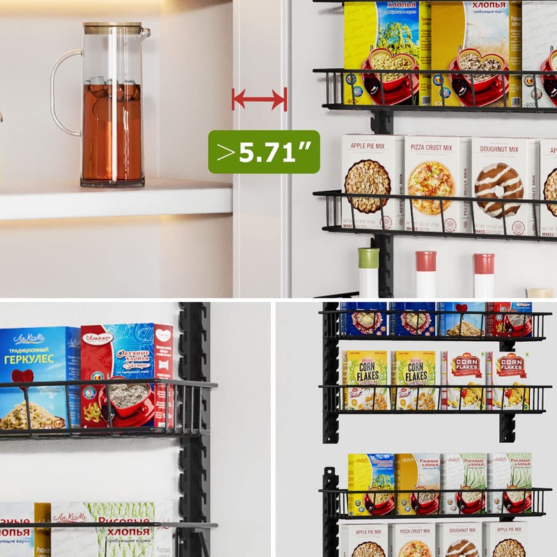 Churboro Over the Door Pantry Organizer Rack with 9 Adjustable