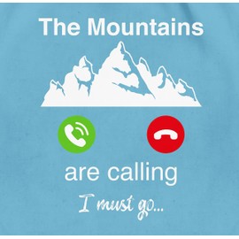 Shirtracer - Gym Bag Backpack - Snowboard, Ski and More - The Mountains are Calling I Must Go, 2 Light Blue