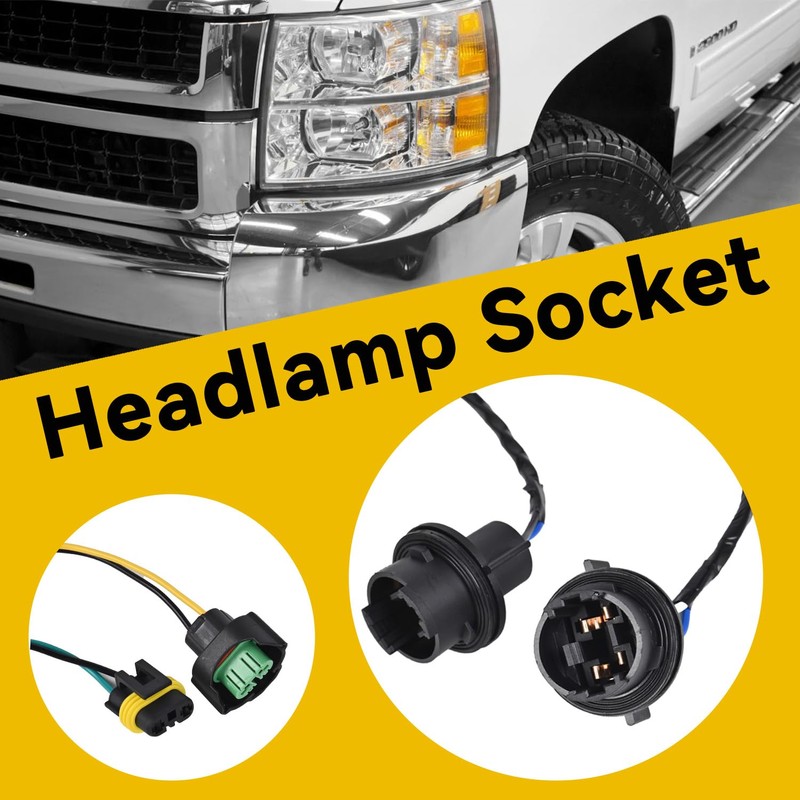 Headlight Wiring Harness Assembly Headlamp Socket Compatible with 2008-2014 Chevy