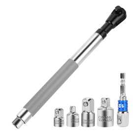 WODHMIEY 1/2 Inch Drive Impact Offset Wrench Set with 4 Socket Adapters, Universal Tool for Tight Spaces, Impact Ready Bar for Electric Ratchet Wrench, Compatible with Torque and Drill Use