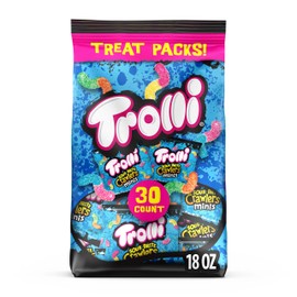 Trolli Mini Sour Brite Crawlers Candy, Cherry-Lemon, Strawberry-Grape & Orange-Lime, Sweet and Sour, Gummy Worms, 18 oz (30 ct)