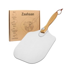 Zaahaan Wooden Pizza Peel – 12X14 Inch Premium Food Grade Aluminium Pizza Paddle – Bread Pie Pizza Turning Peel – Suitable for Any Oven - Foldable Easy Detachable Storage Accessories