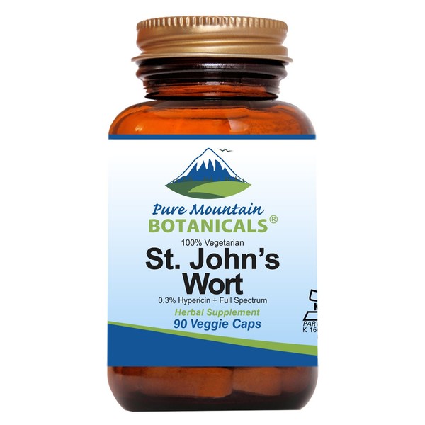 Pure Mountain Botanicals St. John's Wort Capsules with 450mg Formula of Organic Herb and St John's Wort Extract