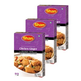 Shan Chicken Ginger Recipe & Seasoning Mix 1.76 oz (50g) - Spice Powder for Tender Chicken in Ginger Sauce - Perfect for Chicken Curry, Chicken Breast & Tikka - Airtight Bag (Pack of 3)