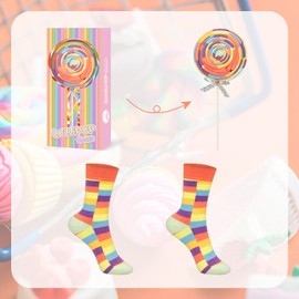 Funny Rainbow Swirl Lollipop Socks Box for Women Teen Girls Ladies -Novelty Gifts for Girlfriend Daughter Mom Funky Food Cute Socks-Birthday Mothers Valentines Day Fun Gifts Ideas Christmas Stocking