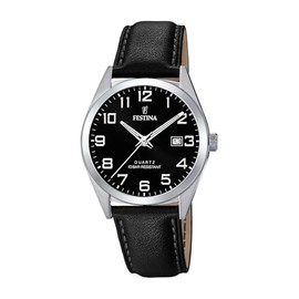Festina F20446/3 Men's Analogue Quartz Watch with Leather Strap, Black, Bracelet