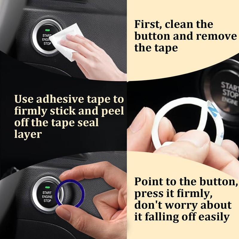 RGOAANC 2PCS Crystal Rhinestone Car Engine Start Stop Decoration Ring,