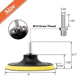 Mesee 2-Pack 5 Inch/125mm Hook and Loop Backing Pad with M14 Drill Adapter, Orbital Sander Backer Plate Sanding Buffing Pads Rotary Polisher Accessories