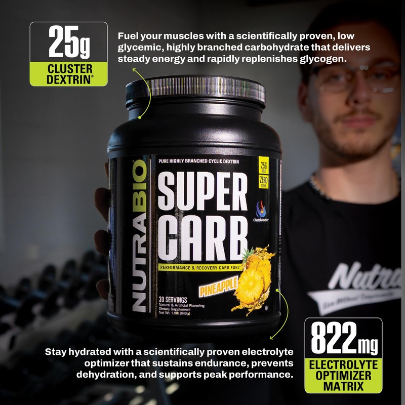 NutraBio Super Carb, Carbohydrate Powder with Cluster Dextrin & Electrolytes,