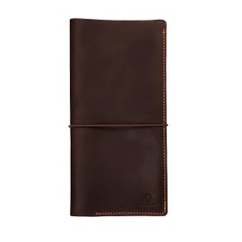 Genuines Long Leather Travel Wallet – Boarding Pass Passport Holder with Strap