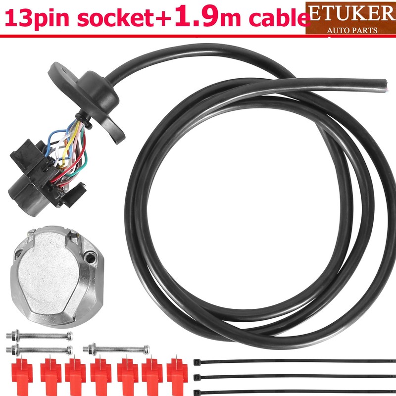 ETUKER 13-Pin Pre-Wired Towing Hitch Socket, Trailer Socket 13-Pin with