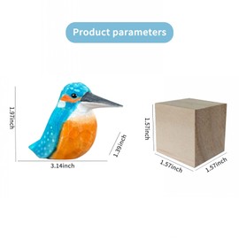 FINDAMAZE Bird Figurines Hand Carved Painted Wooden Statues for Home Decor, Gift for Bird Lovers,Housewarming, Birthday, Christmas, Anniversaries (NO.15-European Kingfisher)