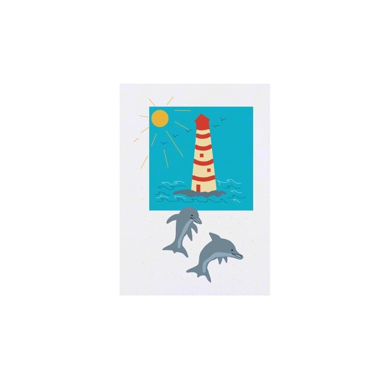'Dolphins And A Lighthouse ' Temporary Tattoo - Water Resistant,