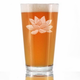 Lotus Pint Glass for Beer - Floral Themed Decor and Gifts for Flower Lovers - 16 Oz Glasses