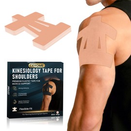 Kinesiology Tape for Shoulder, 14 Pack Pre-Shaped Strips, Beige