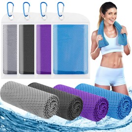 Leuceiy 4 Pack Cooling Towels (40"x12"), Cooling Towels for Neck and Face, Gym Towel for Working Out, Soft Breathable Microfiber Ice Towel for Yoga Sport Running Golf
