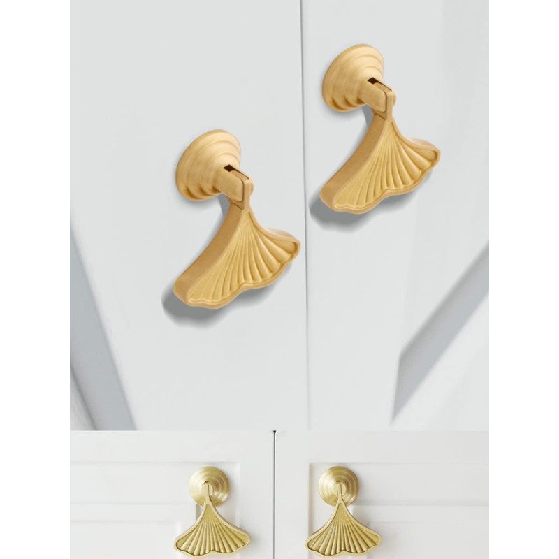 TARATI 2pcs Ginkberry Leaf Style Door Knobs Drawer Pulls Antique
