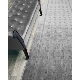 Custom Length Hallway Runner Rug,Slip Resistant,Labyrinth Grey, 26 Inch X 4 feet, Doormat, Sold and Priced Per Foot