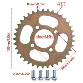 ICONSPORTSS 428 Chain 48mm 41 Tooth Sprocket with 28T Spline Sprocket Hub Adapter for 32" Axle Go Kart Sprocket Hub Parts ATV Quad Buggy Drift Trike