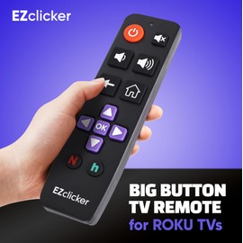 Roku Replacement TV Remote Compatible with Roku TV's ONLY (Black) Big Button TV Remote Control, Simple and Easy to Use, NOT Compatible with Roku Stick or Box (2xAAA Batteries not Included)