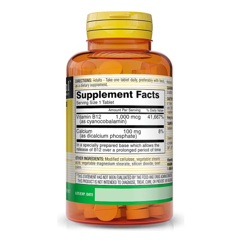 Vitamina B12 1000mcg + Calcio Premium 60 Tabletas Eg E49