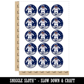 Astronaut In Space on the Moon Temporary Tattoo Water Resistant Fake Body Art Set Collection - 15 2" Tattoos (1 Sheet)