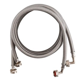 Eastman 41066 Stainless Steel Washing Machine Hose with 90-Degree Elbow, 6 Ft Length, 3/4-Inch X 3/4-Inch, Chrome, 1-Pair