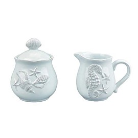 Blue Sky Ceramics Sky Ceramic Laguna Coastal Sugar and Creamer Set Blue, Multi