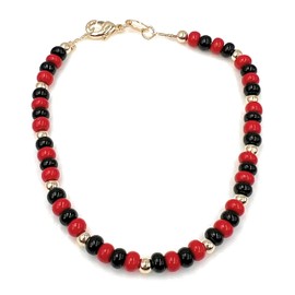 18K Gold Plated Elegua Beads Bracelet "8.5 Inches" Length Religions of Santeria