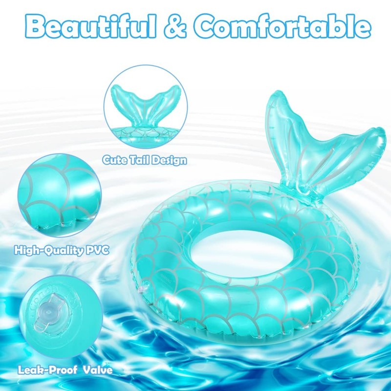 HappyHome Kids Float Ring, Mermaid, Kids' Float, Cute with Backrest,